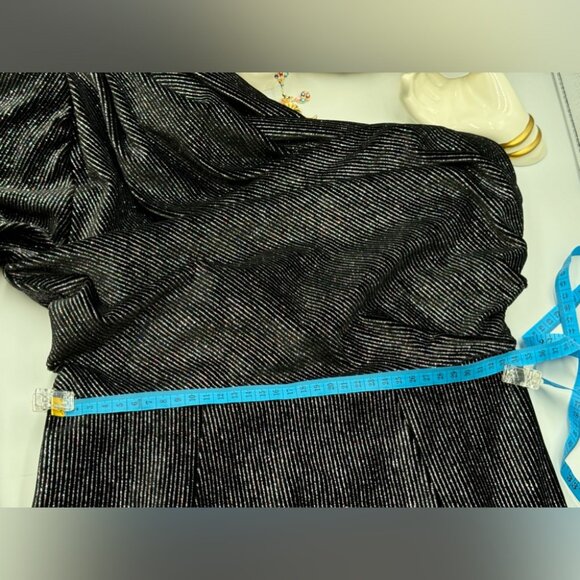 🆕 BRONX & BANCO 🧿NWT Belle One Shoulder Dress, Black Glitter Velvet, Sz M US 6 - Picture 17 of 17